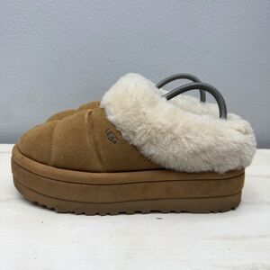 Ugg Brown Suede Tazzlita Platform Slippers Size 10